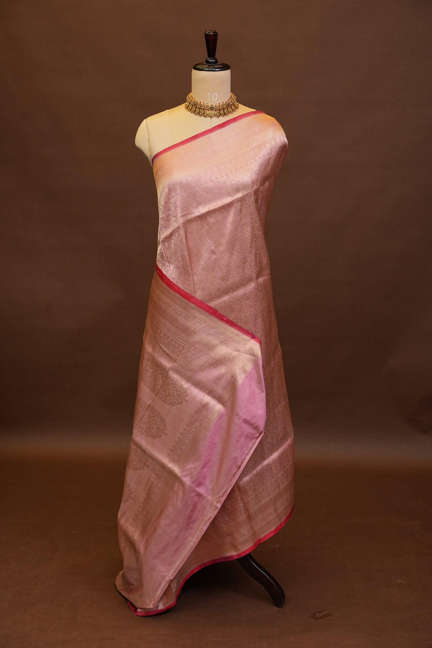 Pure Handloom Silk Katan Banaras Saree-Pinkish Peach|Silk Mark Certified