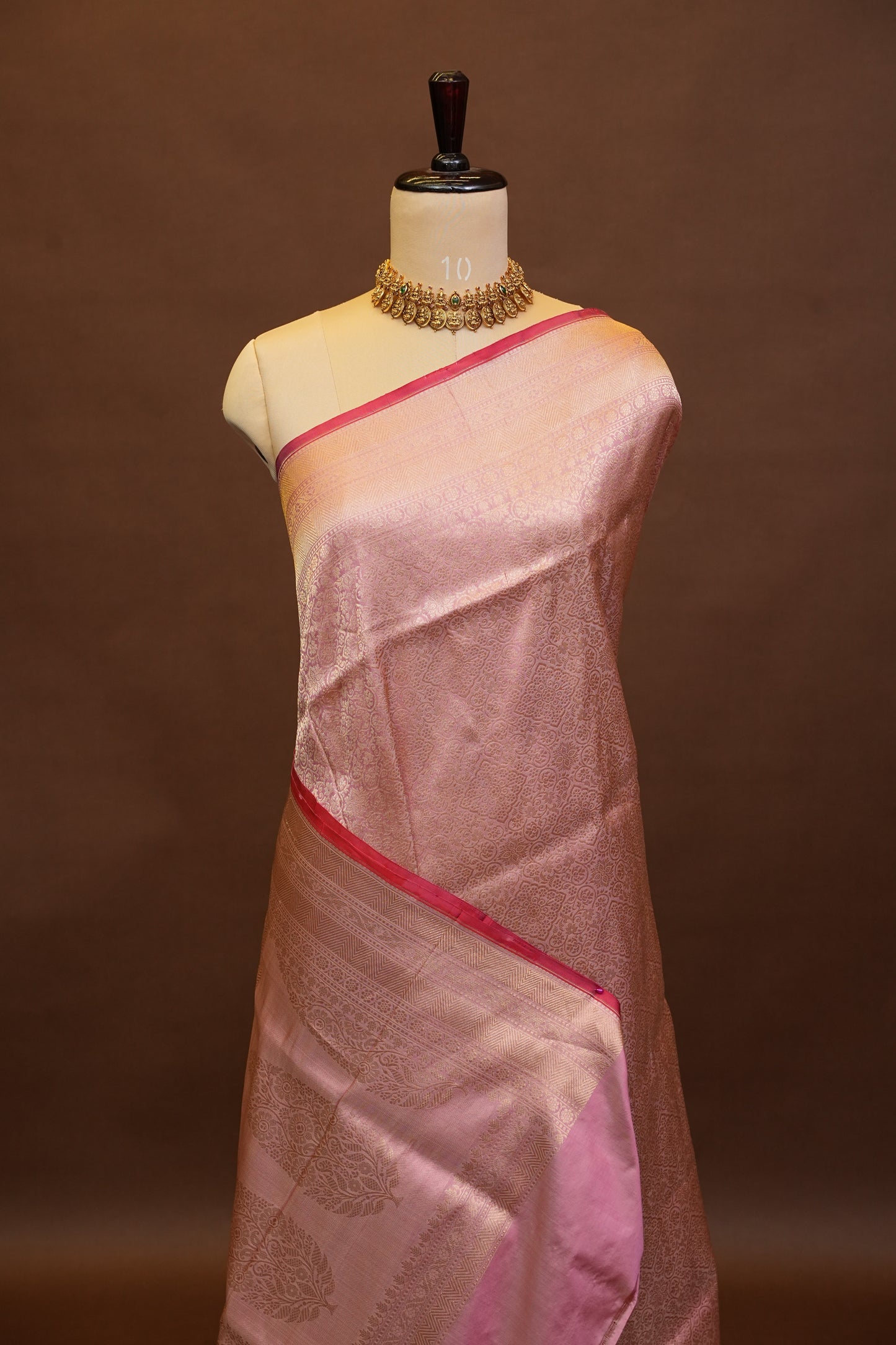 Pure Handloom Silk Katan Banaras Saree-Pinkish Peach|Silk Mark Certified