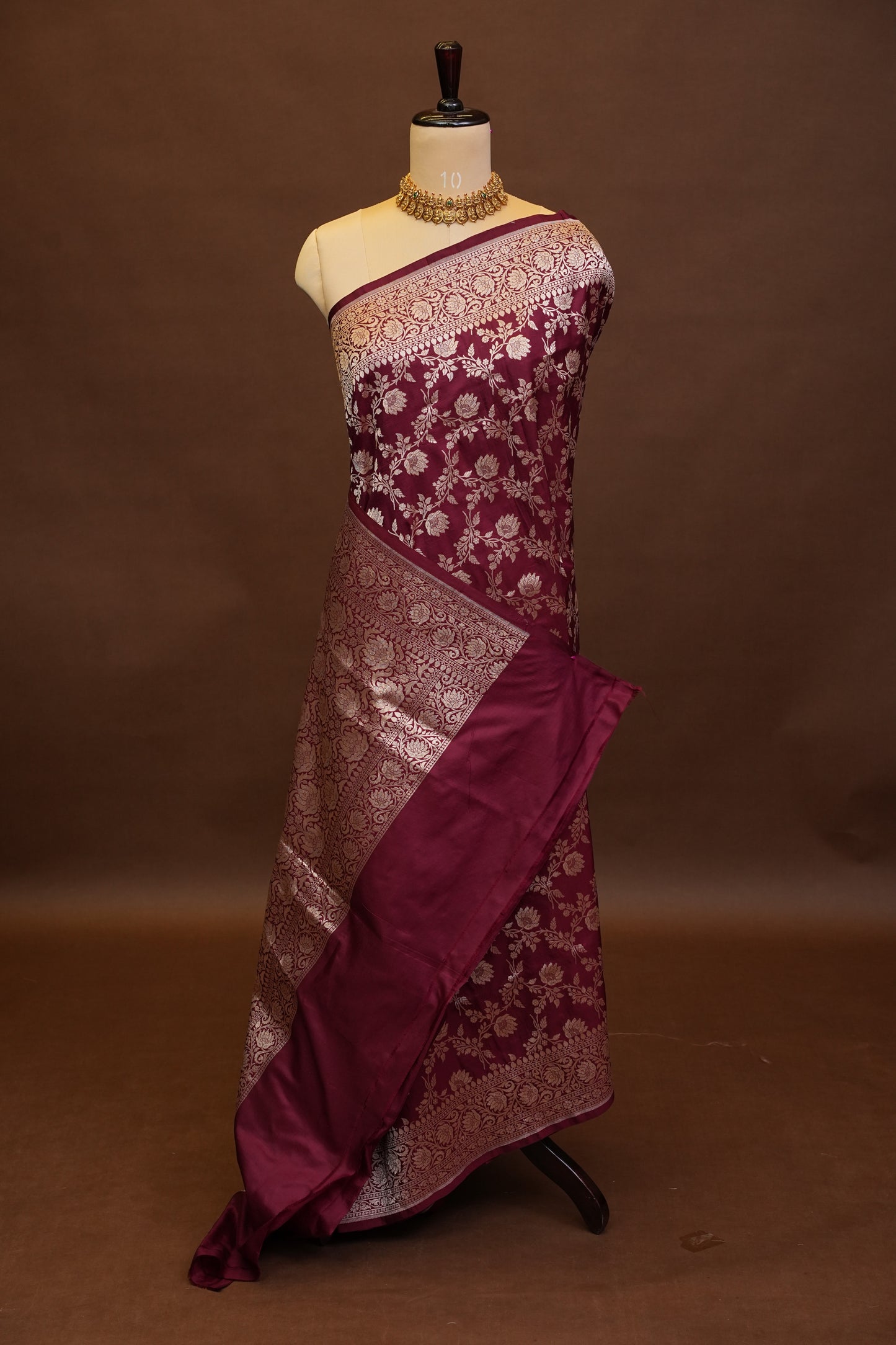 Pure Handloom Silk Katan Banaras Saree-Maroon|Silk Mark Certified