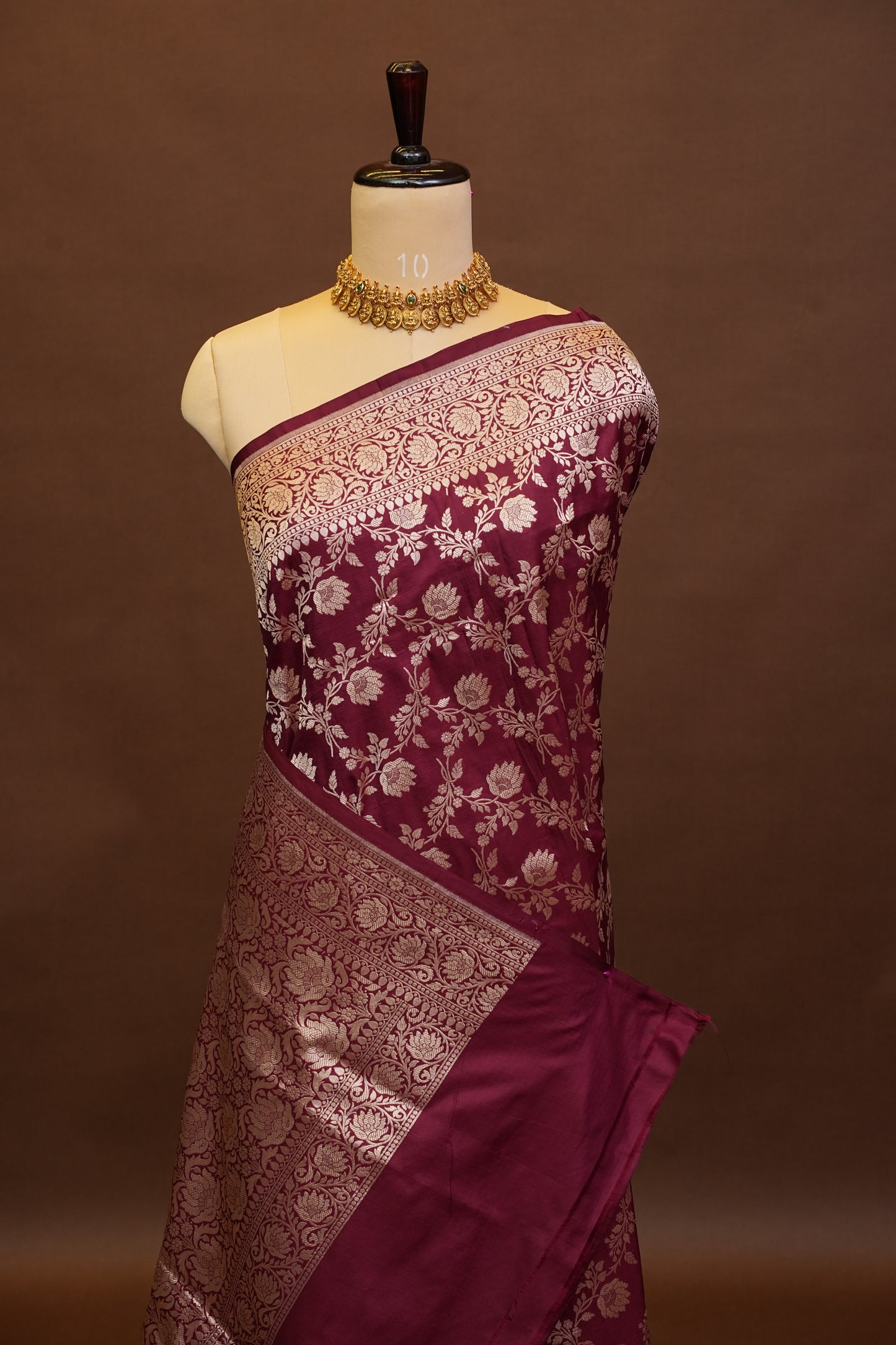 Pure Handloom Silk Katan Banaras Saree-Maroon|Silk Mark Certified