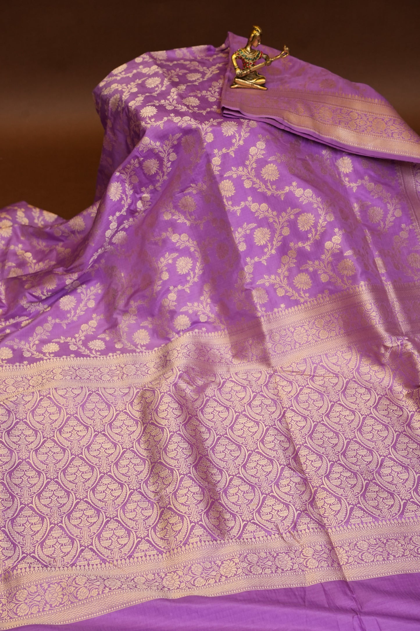 Pure Handloom Silk Katan Banaras Saree-Lavender|Silk Mark Certified