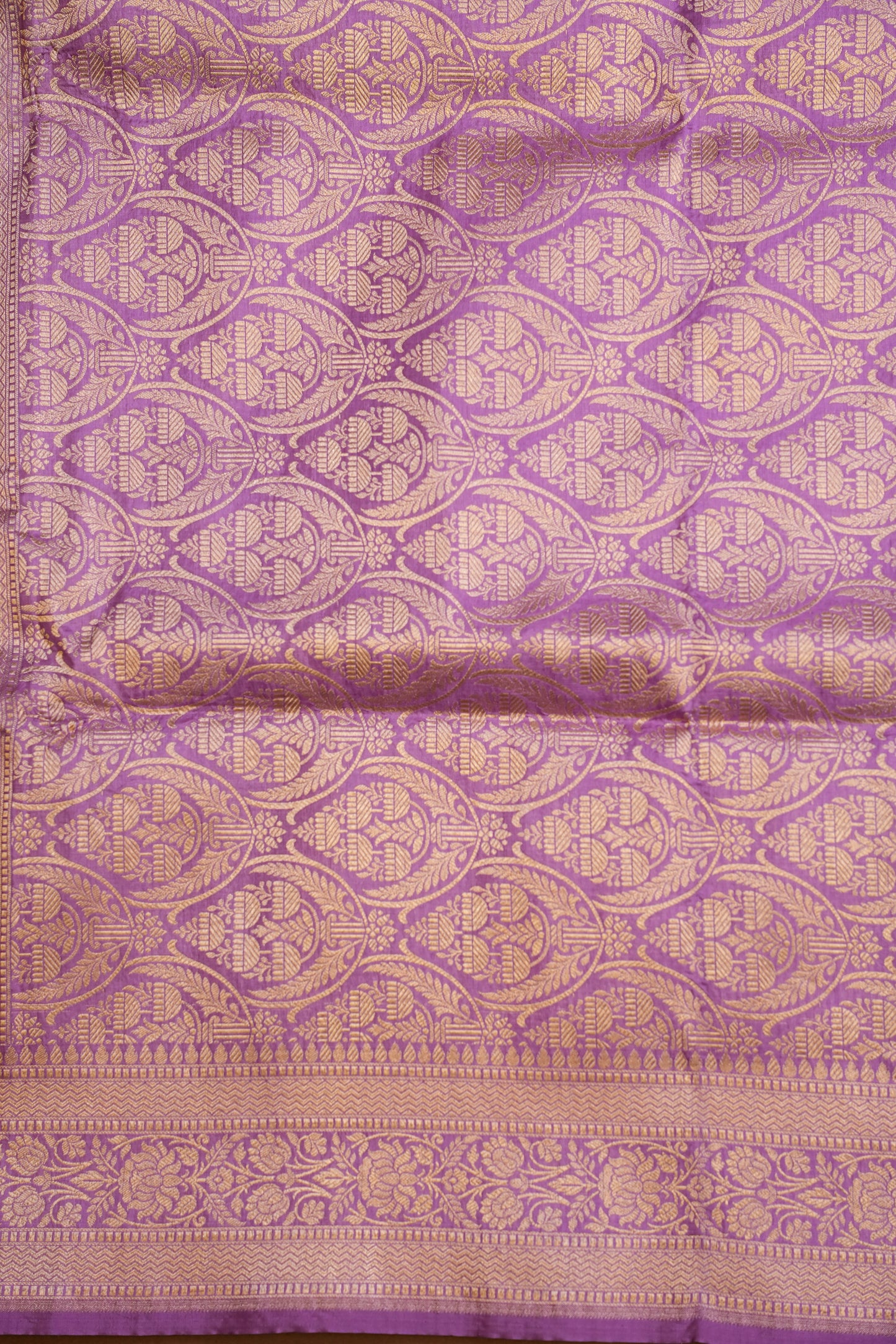 Pure Handloom Silk Katan Banaras Saree-Lavender|Silk Mark Certified