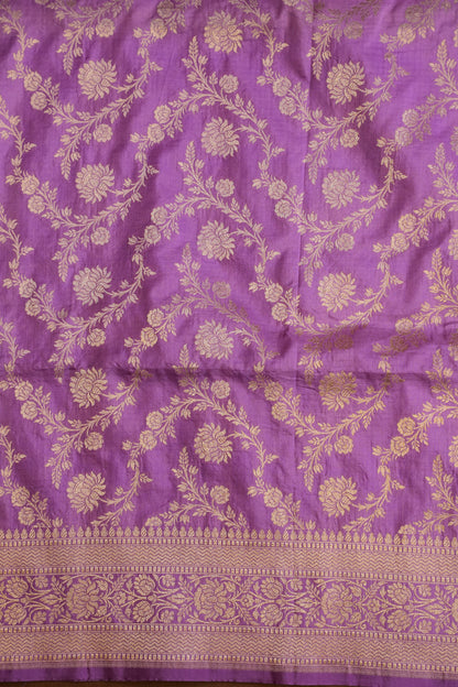 Pure Handloom Silk Katan Banaras Saree-Lavender|Silk Mark Certified