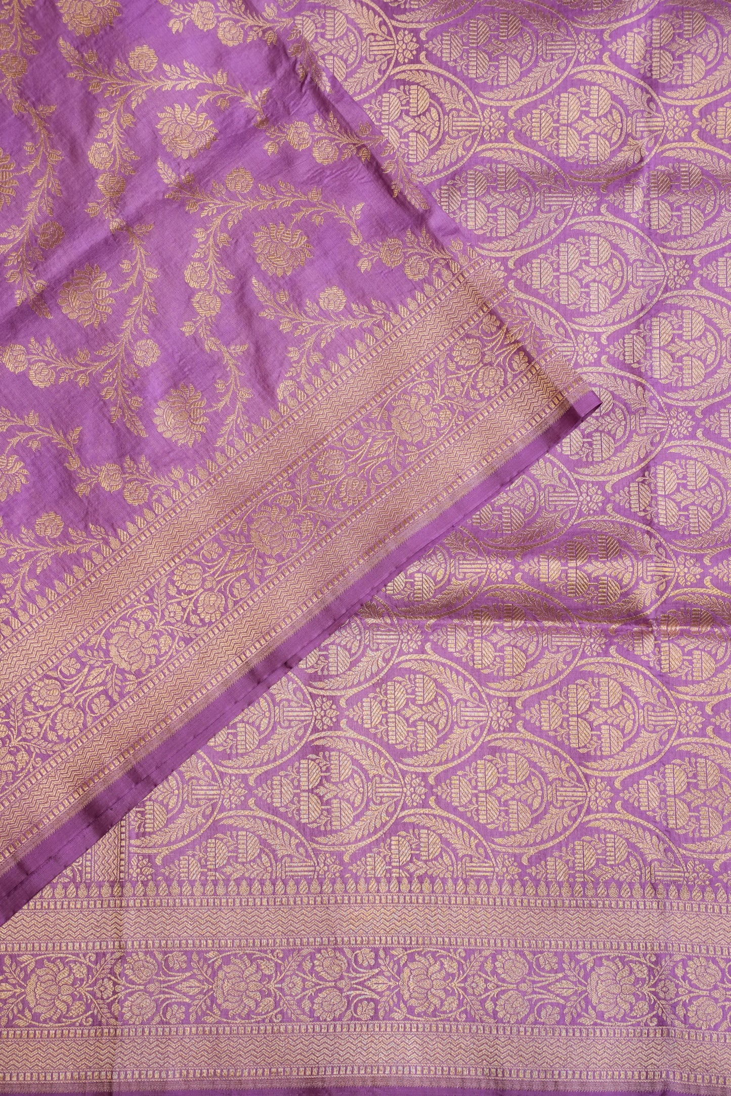 Pure Handloom Silk Katan Banaras Saree-Lavender|Silk Mark Certified