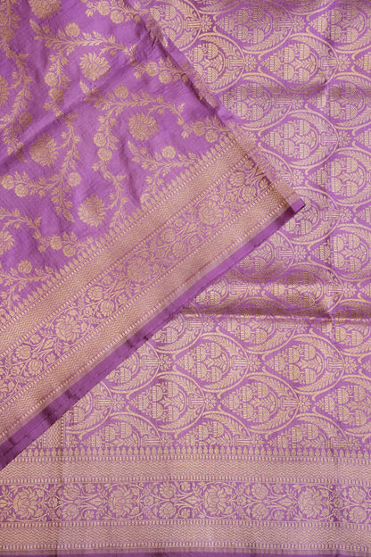 Pure Handloom Silk Katan Banaras Saree-Lavender|Silk Mark Certified