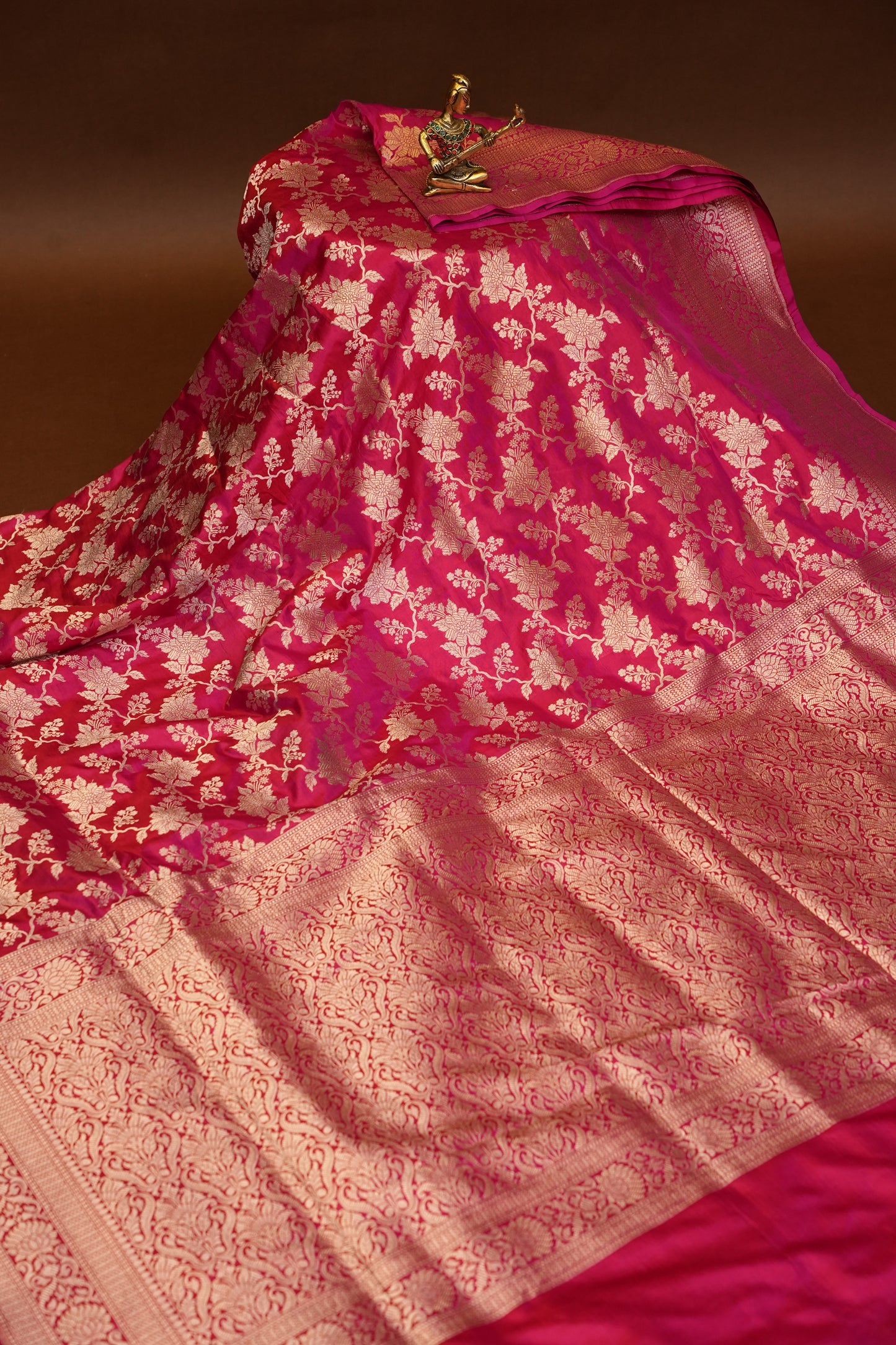 Pure Handloom Silk Katan Banaras Saree Pink|Silk Mark Certified