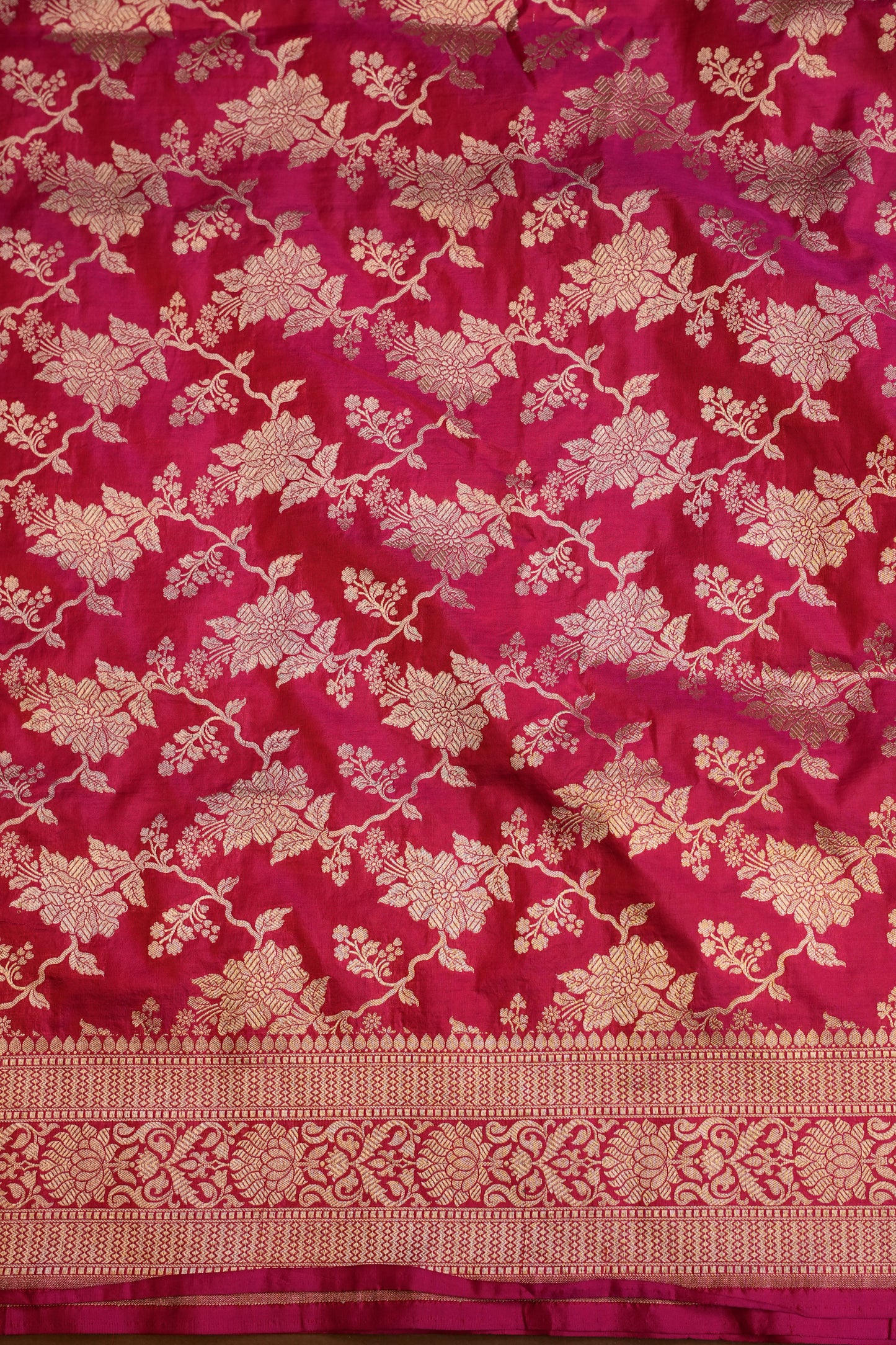 Pure Handloom Silk Katan Banaras Saree Pink|Silk Mark Certified