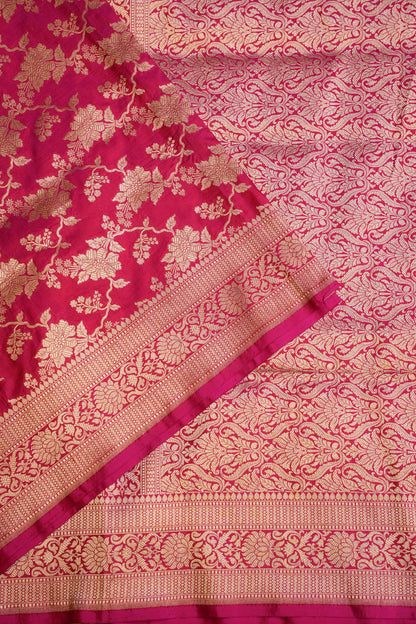 Pure Handloom Silk Katan Banaras Saree Pink|Silk Mark Certified