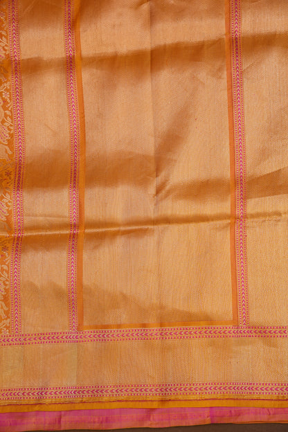Pure Handloom Silk Katan Banaras Saree-Mustard Yellow|Silk Mark Certified
