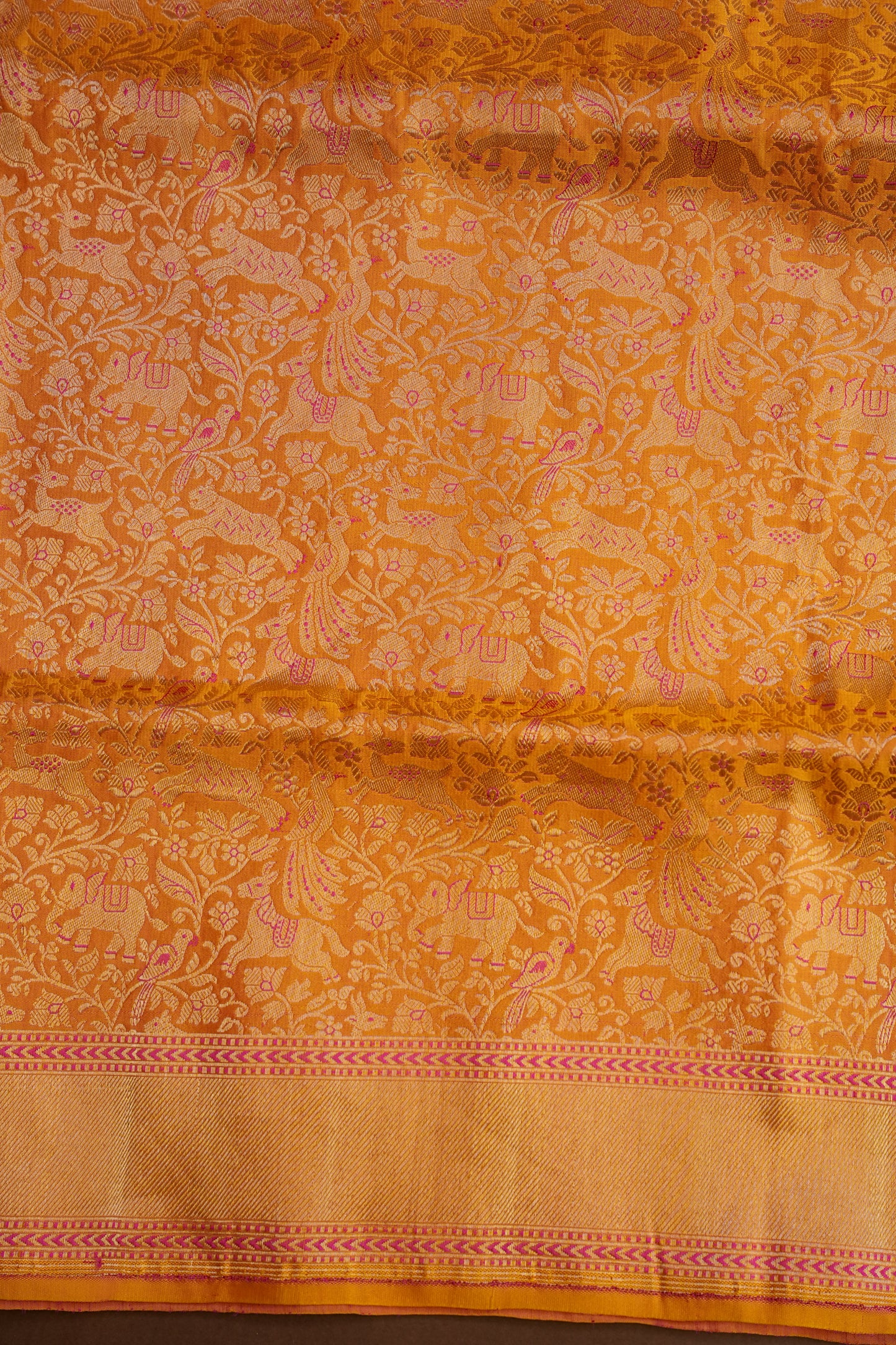 Pure Handloom Silk Katan Banaras Saree-Mustard Yellow|Silk Mark Certified