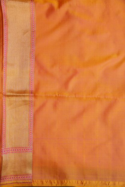 Pure Handloom Silk Katan Banaras Saree-Mustard Yellow|Silk Mark Certified