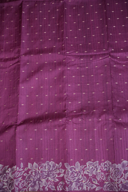 Semi Raw Silk Floral Print Saree – Orchid Purple