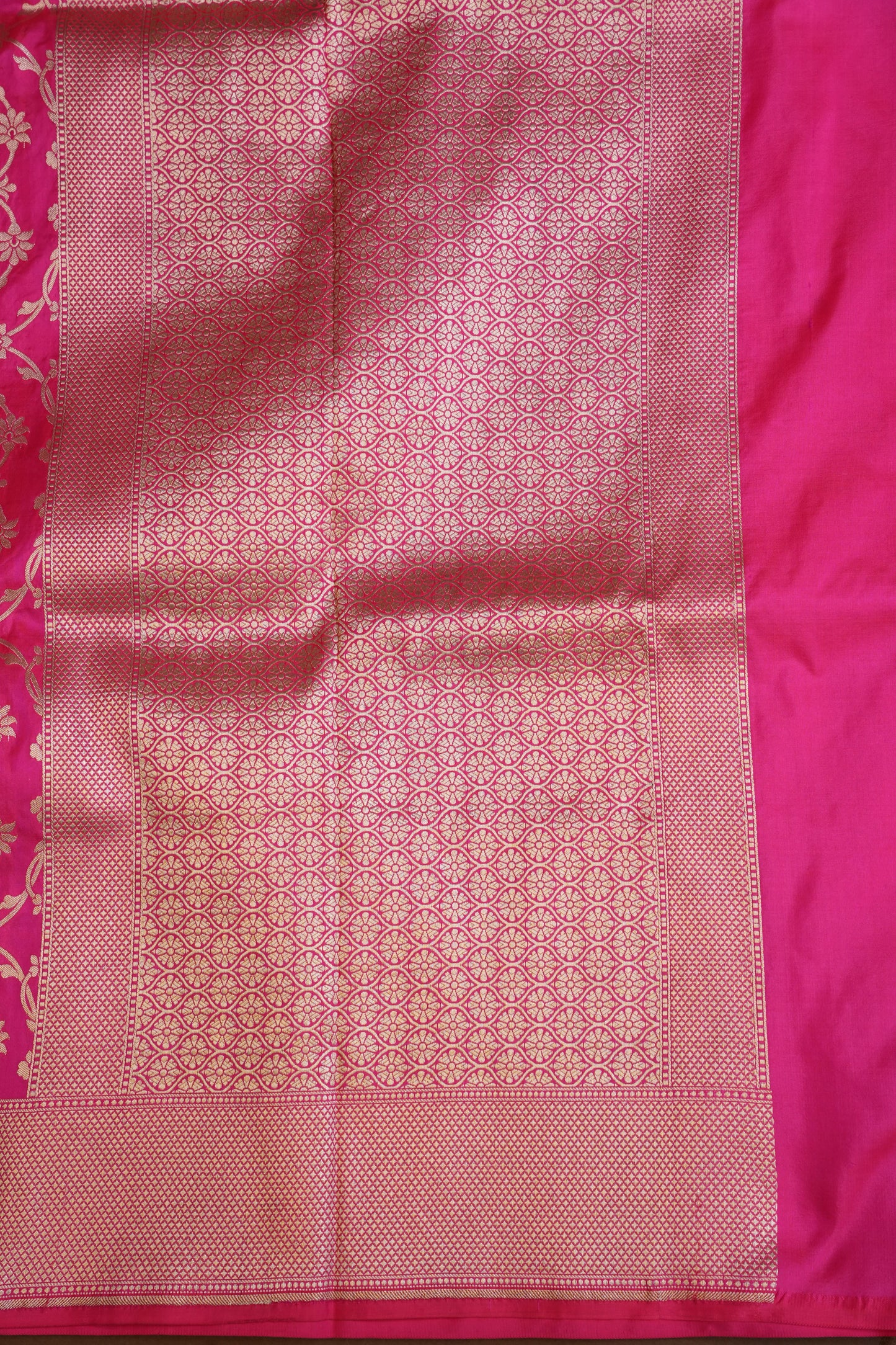 Pure Handloom Silk Katan Banaras Saree-Hot Pink|Silk Mark Certified
