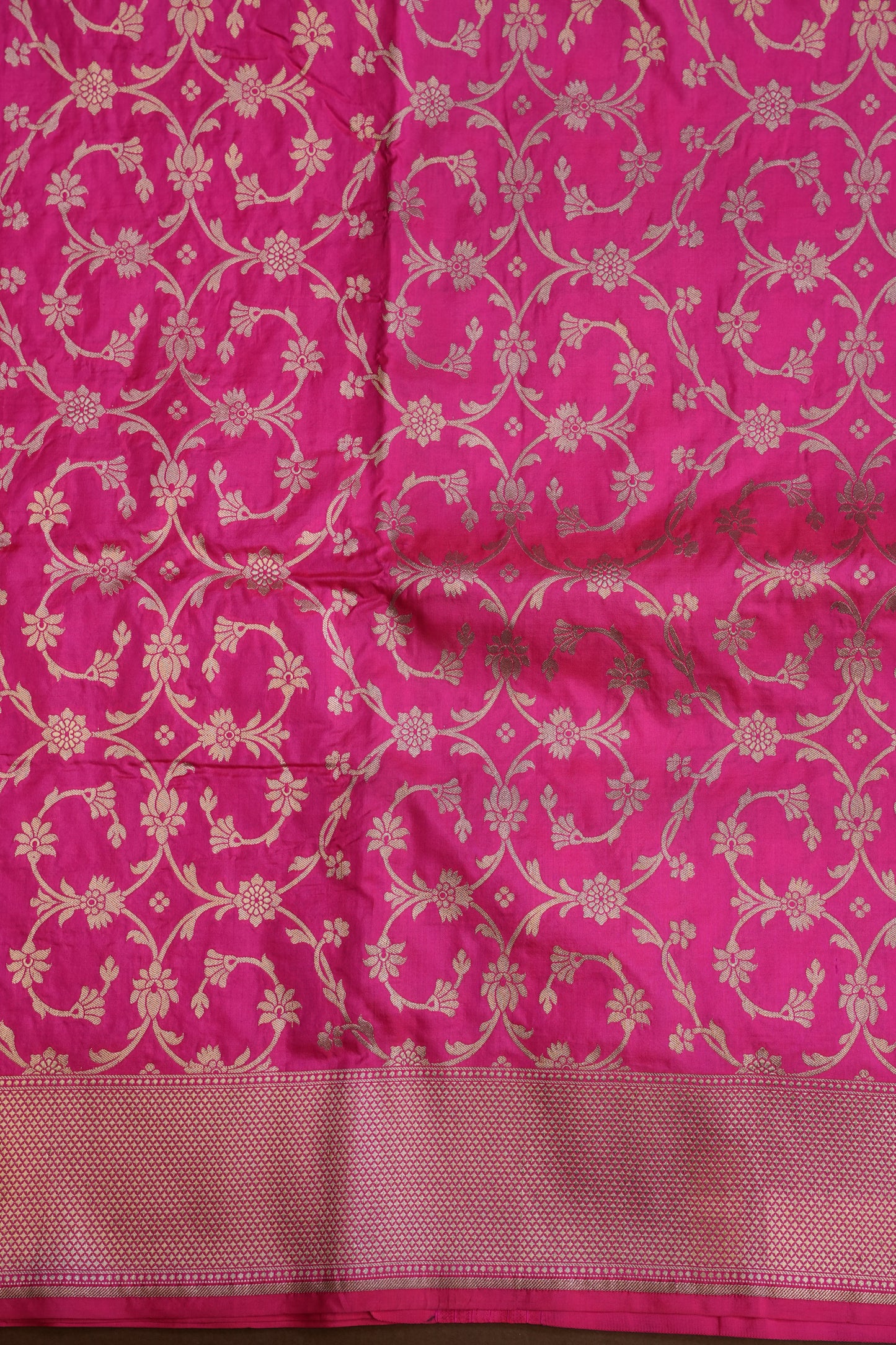 Pure Handloom Silk Katan Banaras Saree-Hot Pink|Silk Mark Certified