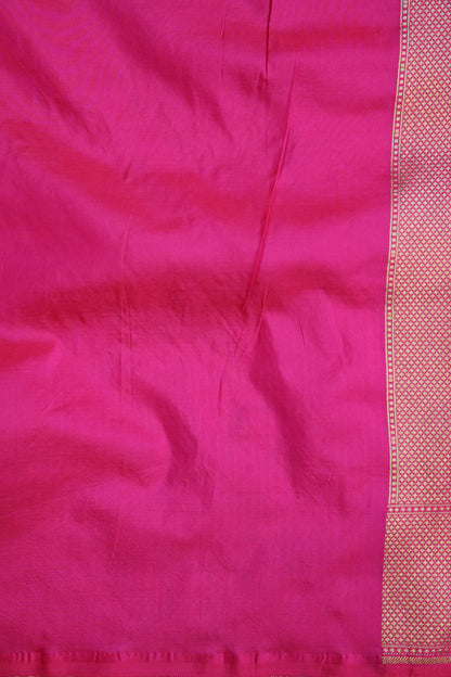 Pure Handloom Silk Katan Banaras Saree-Hot Pink|Silk Mark Certified