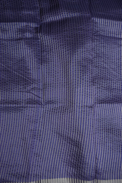 Semi Raw Silk Floral Print Saree – Midnight Blue