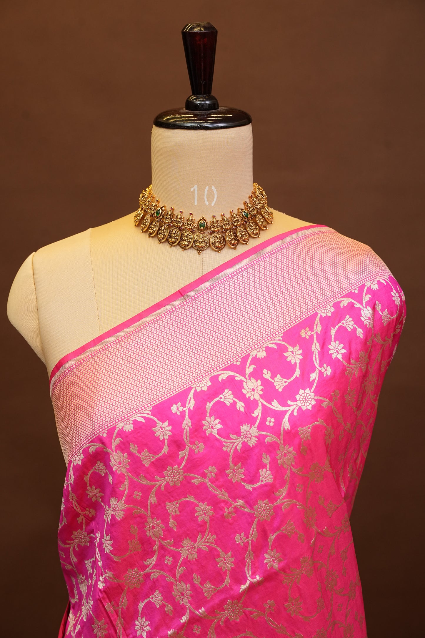 Pure Handloom Silk Katan Banaras Saree-Hot Pink|Silk Mark Certified