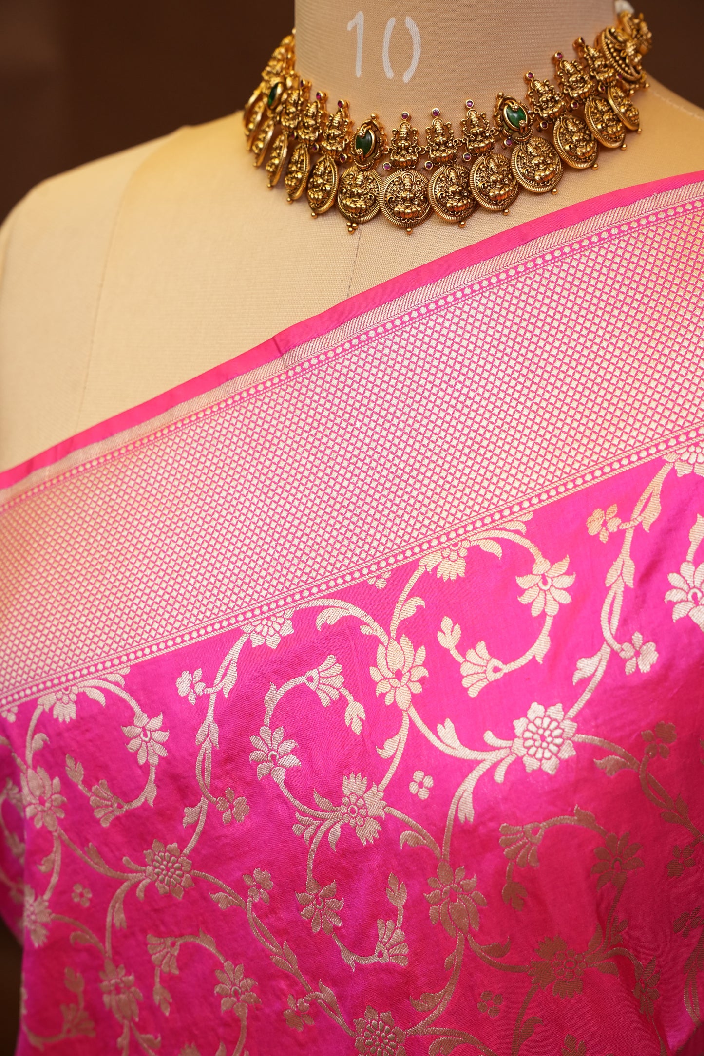 Pure Handloom Silk Katan Banaras Saree-Hot Pink|Silk Mark Certified