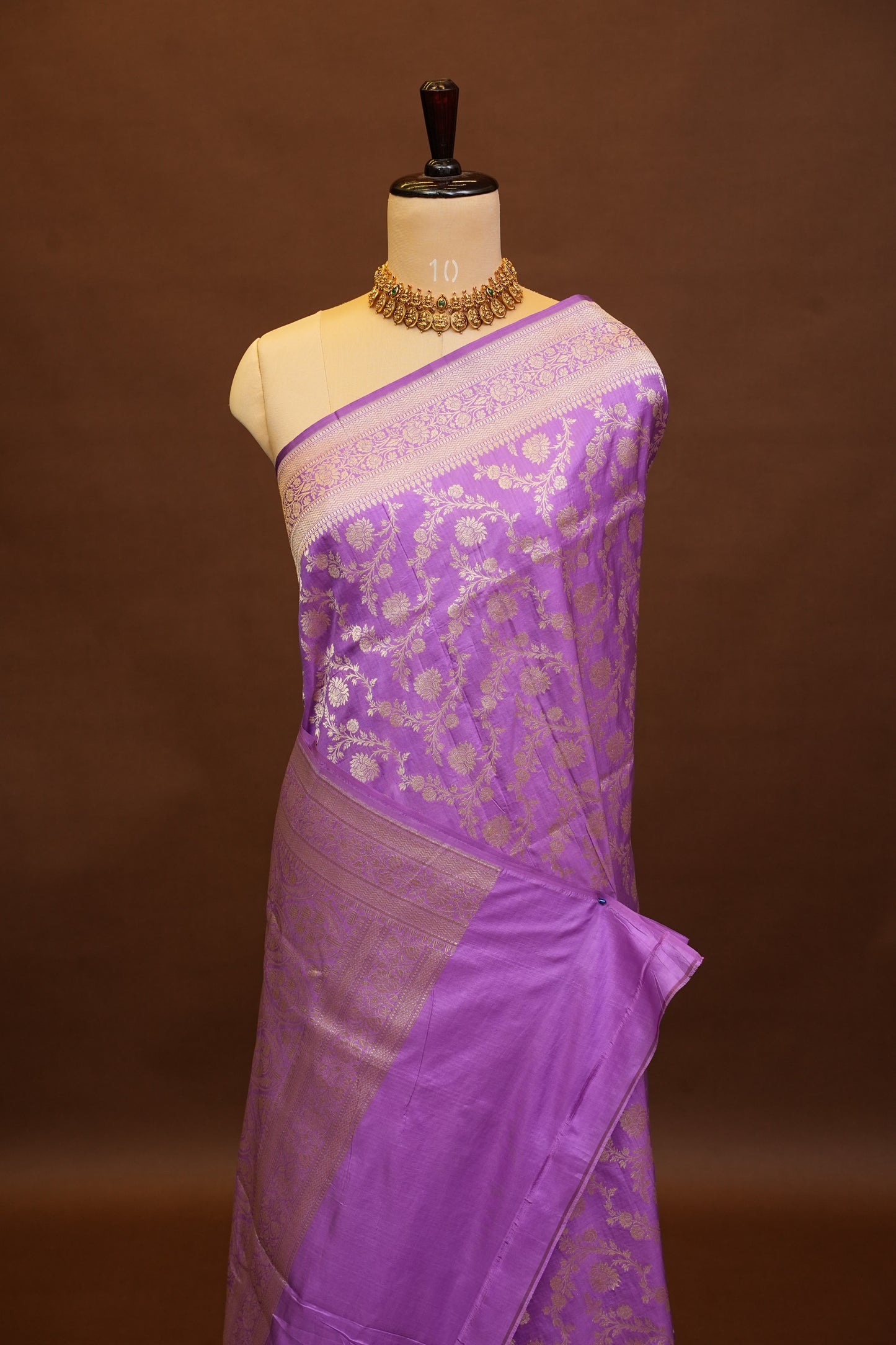 Pure Handloom Silk Katan Banaras Saree-Lavender|Silk Mark Certified