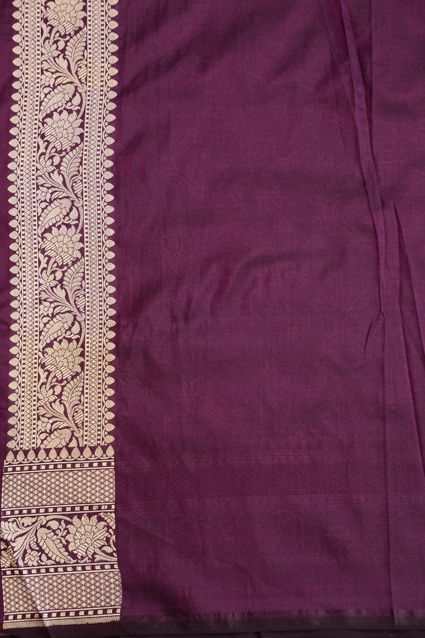 Pure Handloom Silk Katan Banaras Saree-Wine|Silk Mark Certified