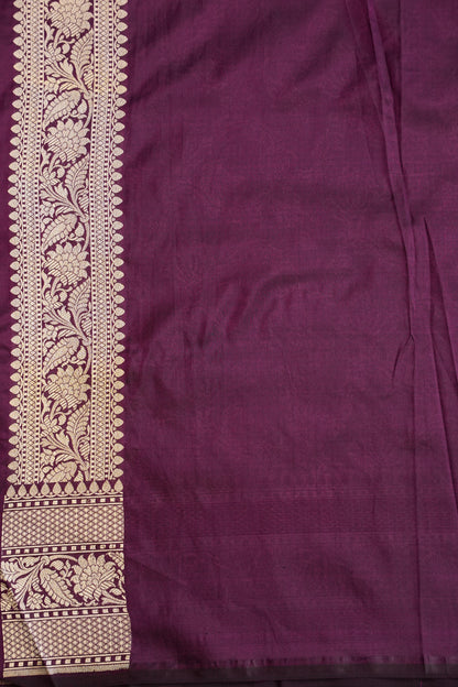 Pure Handloom Silk Katan Banaras Saree-Wine|Silk Mark Certified