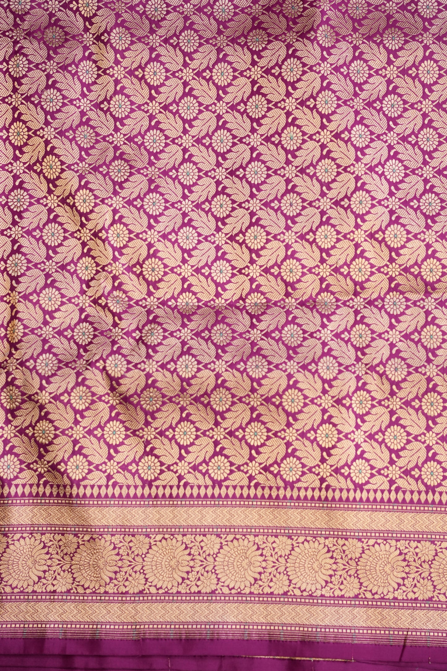 Pure Handloom Silk Katan Banaras Saree-Magenta|Silk Mark Certified