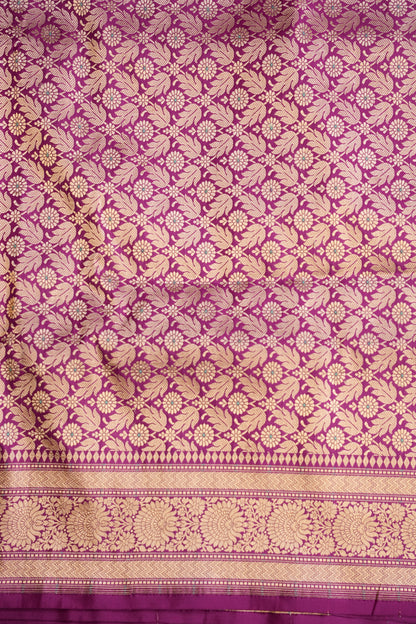 Pure Handloom Silk Katan Banaras Saree-Magenta|Silk Mark Certified