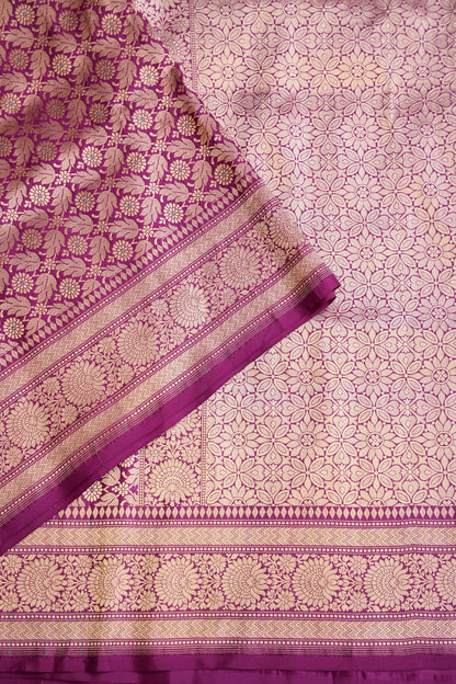 Pure Handloom Silk Katan Banaras Saree-Magenta|Silk Mark Certified