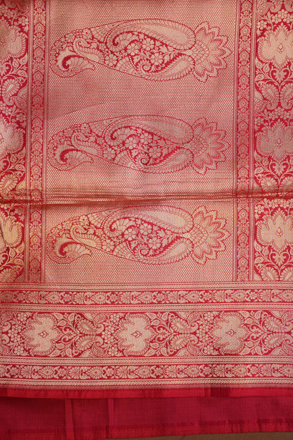 Pure Handloom Silk Katan Banaras Saree-Red|Silk Mark Certified