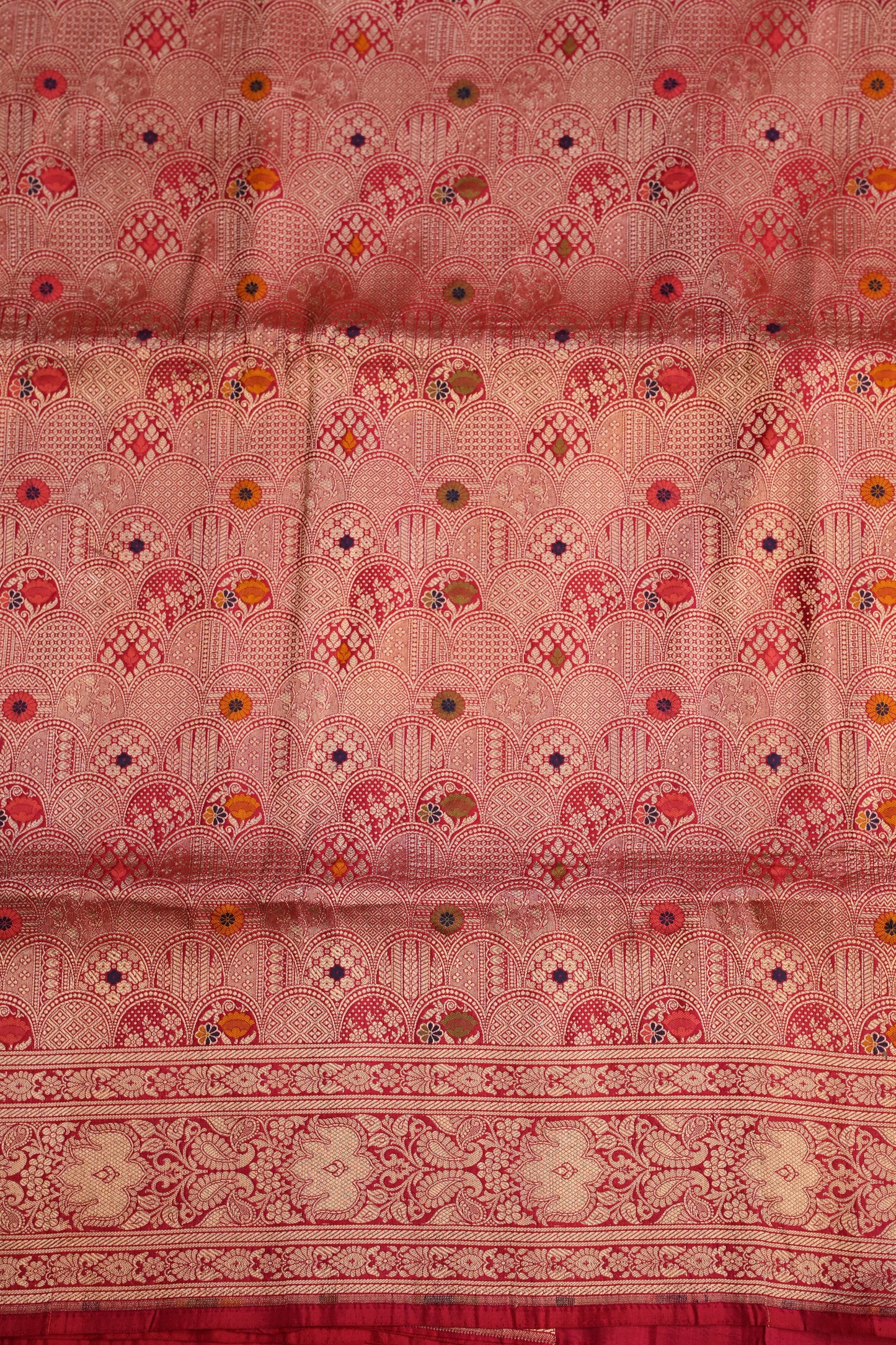 Pure Handloom Silk Katan Banaras Saree-Red|Silk Mark Certified