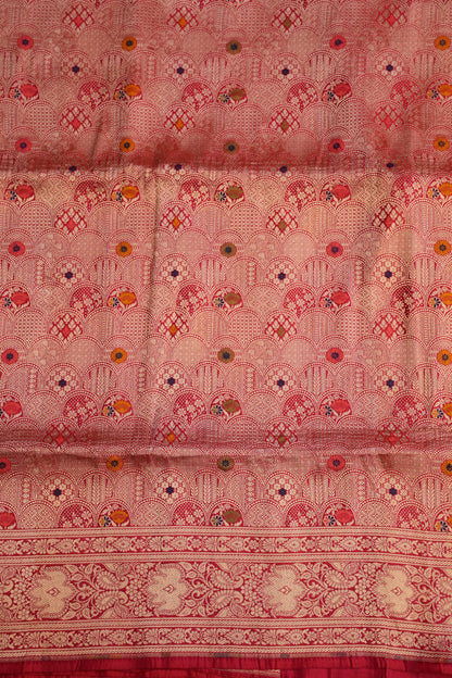 Pure Handloom Silk Katan Banaras Saree-Red|Silk Mark Certified