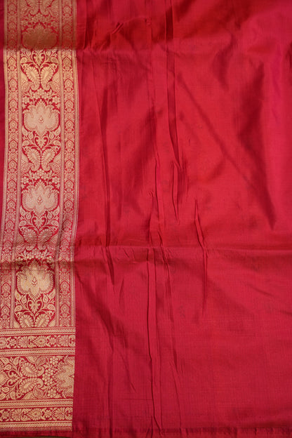 Pure Handloom Silk Katan Banaras Saree-Red|Silk Mark Certified