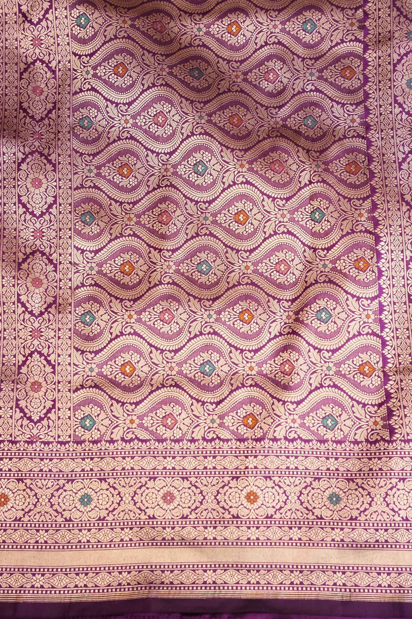 Pure Handloom Silk Katan Banaras Saree-Deep Purple|Silk Mark Certified