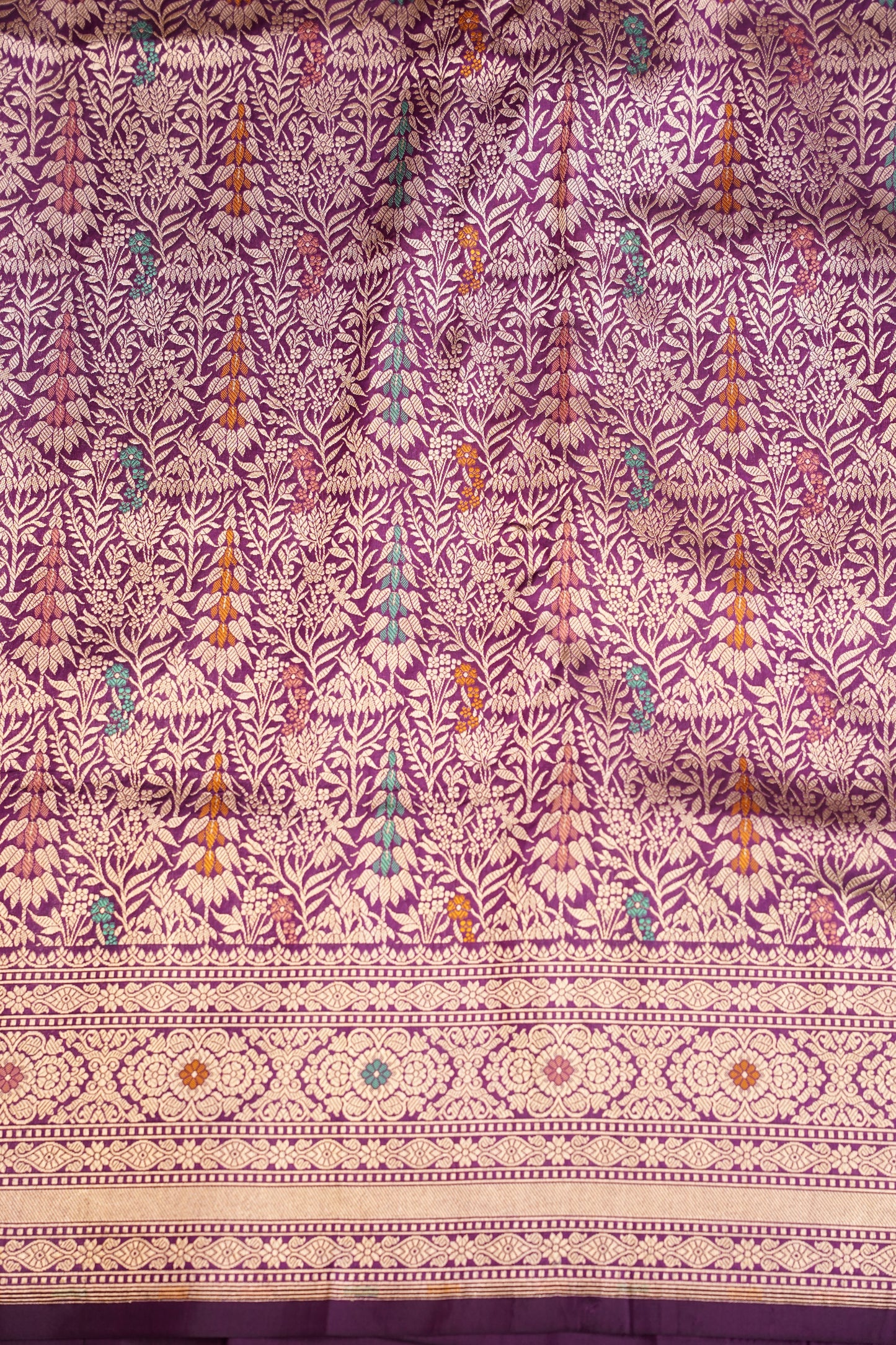 Pure Handloom Silk Katan Banaras Saree-Deep Purple|Silk Mark Certified