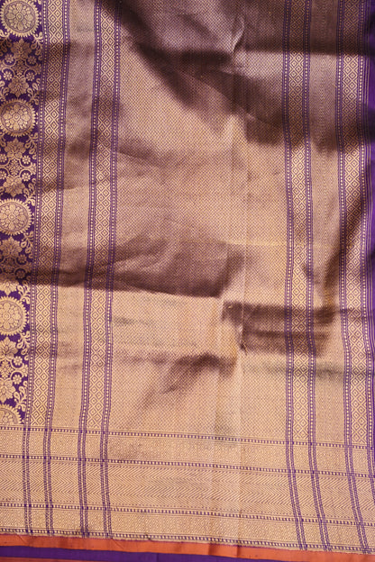 Pure Handloom Silk Katan Banaras Saree-Royal Purple|Silk Mark Certified