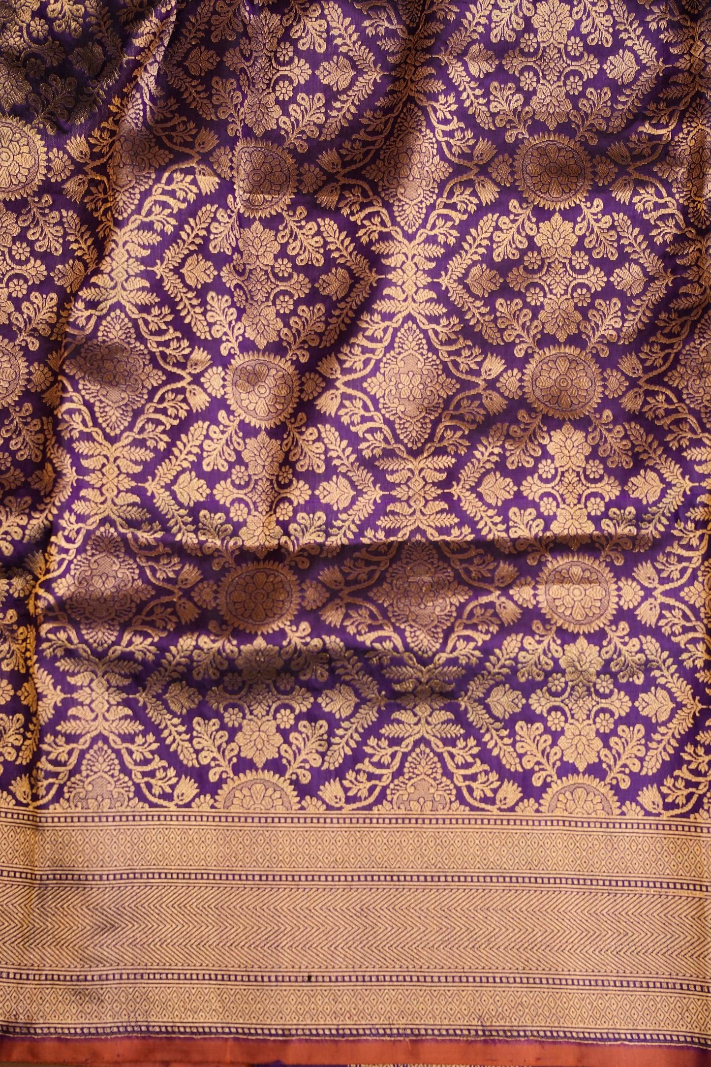 Pure Handloom Silk Katan Banaras Saree-Royal Purple|Silk Mark Certified