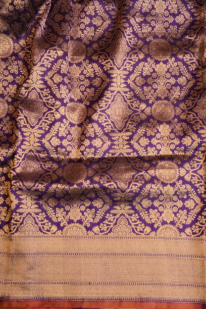 Pure Handloom Silk Katan Banaras Saree-Royal Purple|Silk Mark Certified