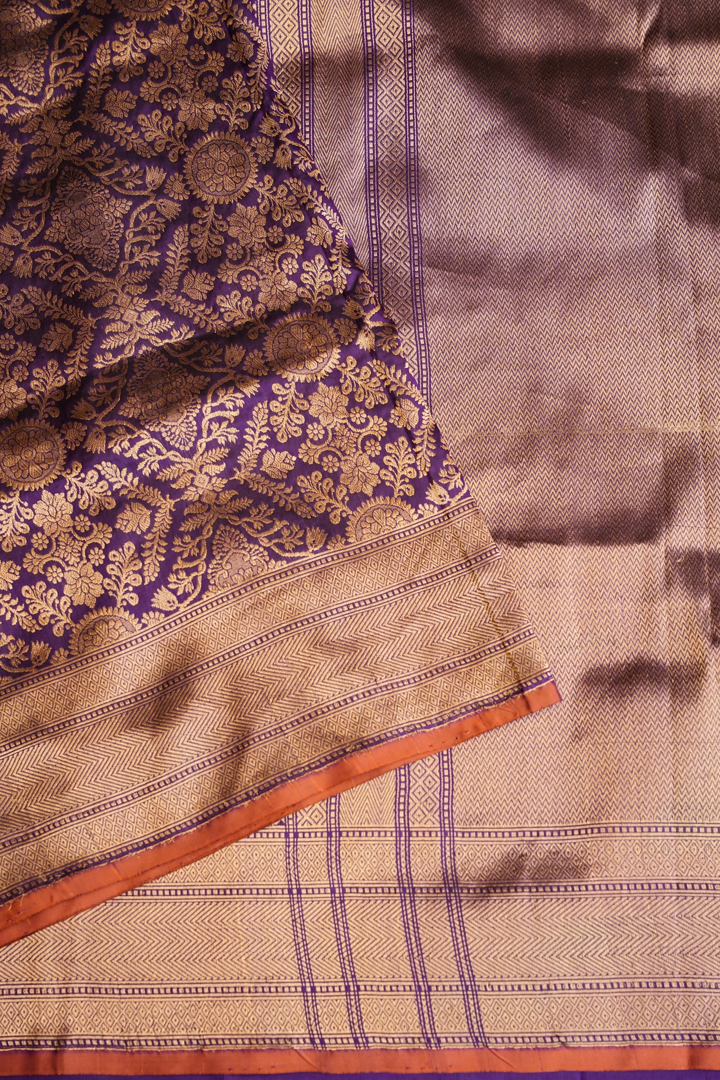 Pure Handloom Silk Katan Banaras Saree-Royal Purple|Silk Mark Certified