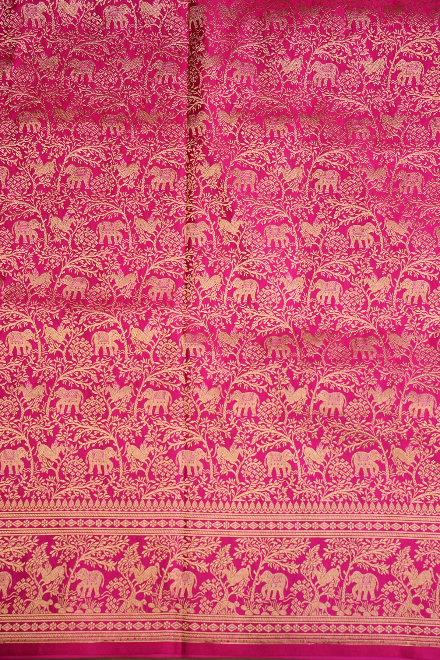 Pure Handloom Silk Katan Banaras Saree-Hot Pink|Silk Mark Certified