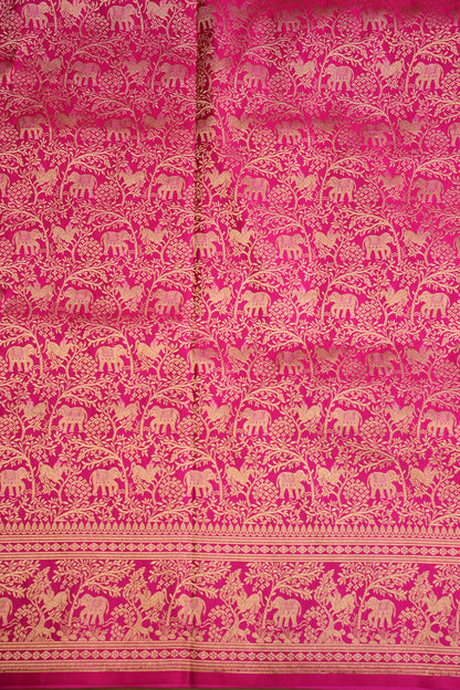 Pure Handloom Silk Katan Banaras Saree-Hot Pink|Silk Mark Certified