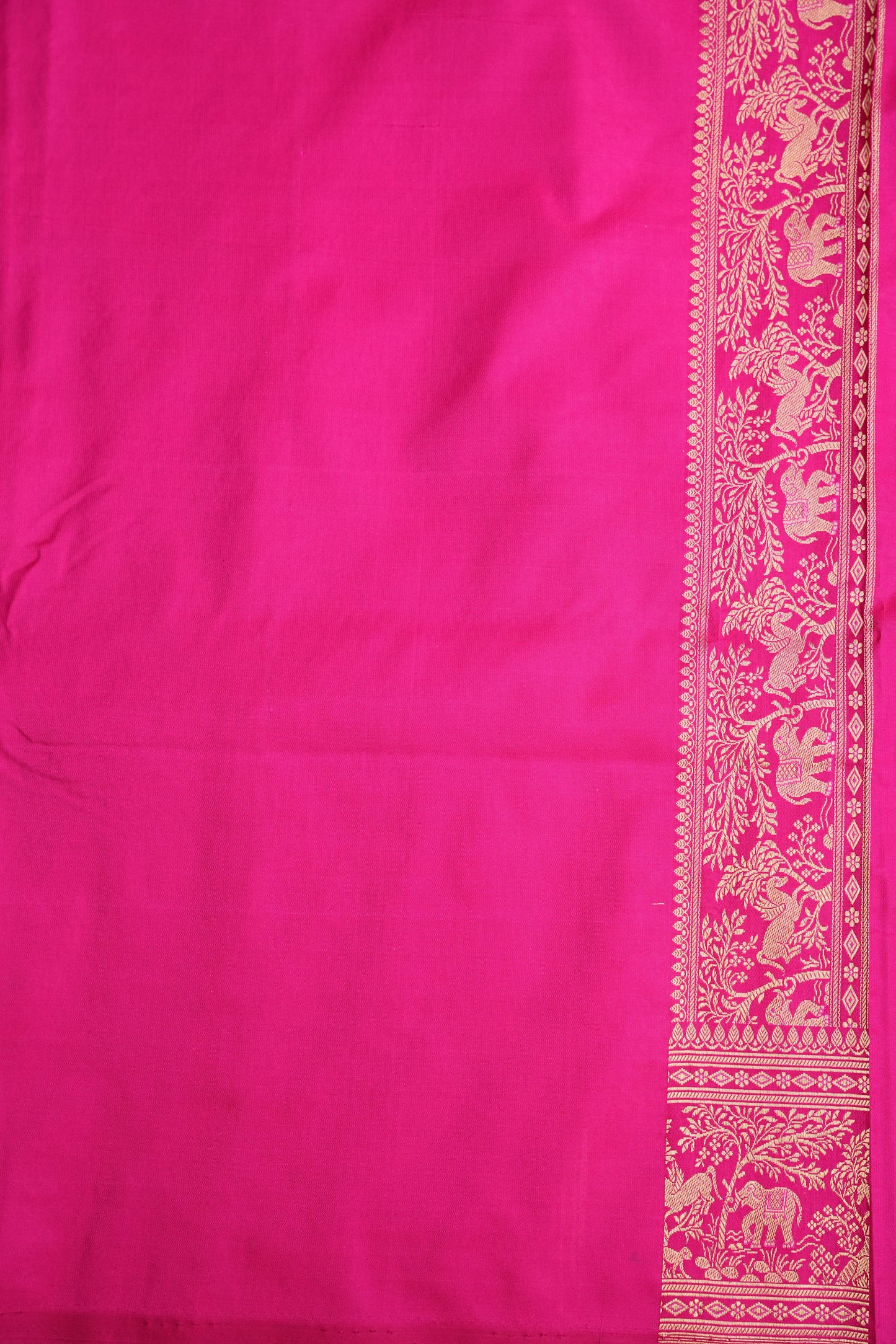 Pure Handloom Silk Katan Banaras Saree-Hot Pink|Silk Mark Certified