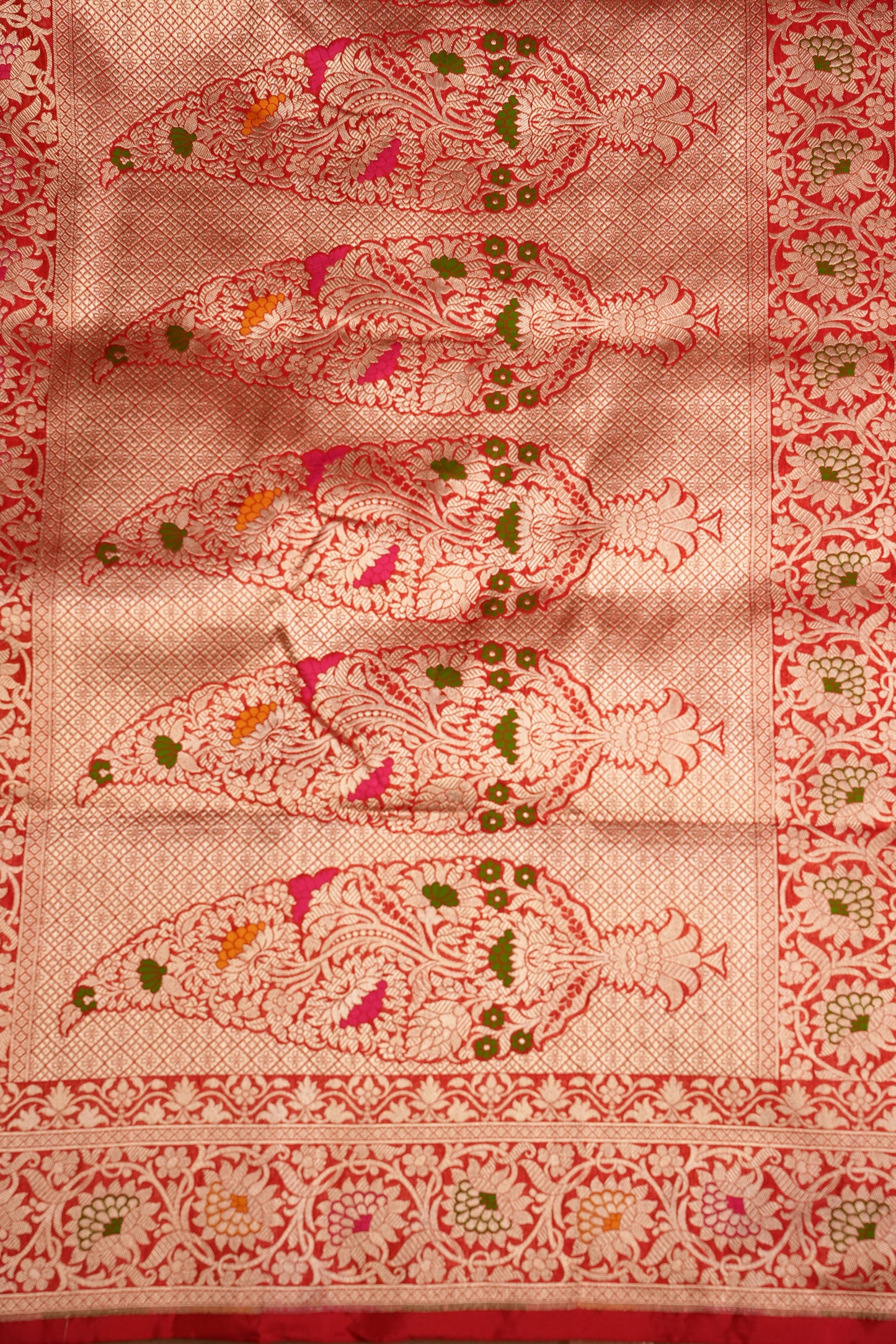 Rangkat Pure Silk Katan Banaras Saree-Red|Silk Mark Certified