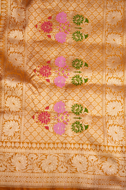 Rangkat Pure Silk Katan Banaras Saree-Yellow|Silk Mark Certified