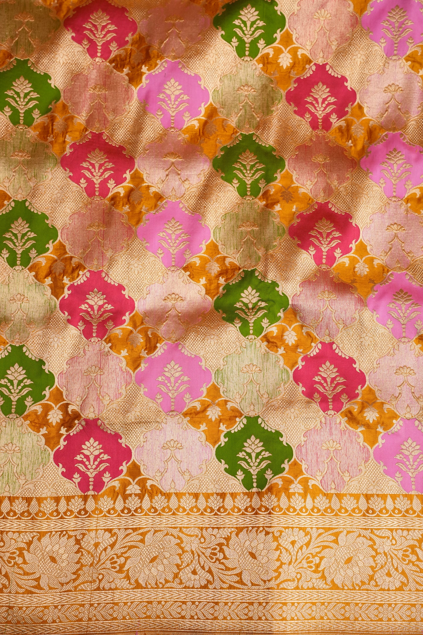 Rangkat Pure Silk Katan Banaras Saree-Yellow|Silk Mark Certified