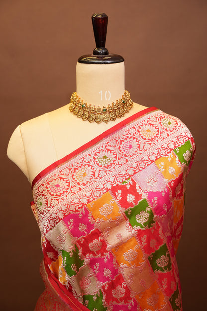 Rangkat Pure Silk Katan Banaras Saree-Red|Silk Mark Certified