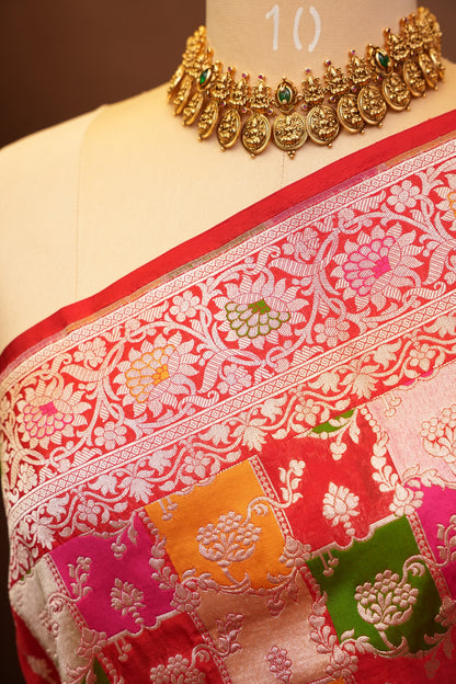 Rangkat Pure Silk Katan Banaras Saree-Red|Silk Mark Certified
