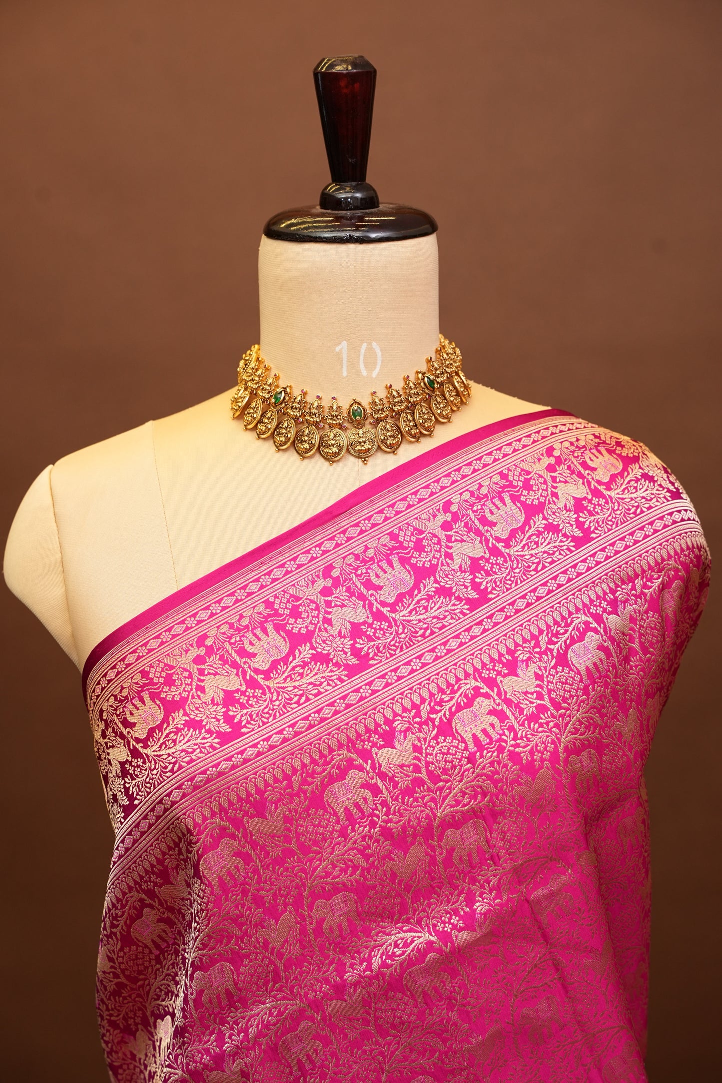 Pure Handloom Silk Katan Banaras Saree-Hot Pink|Silk Mark Certified