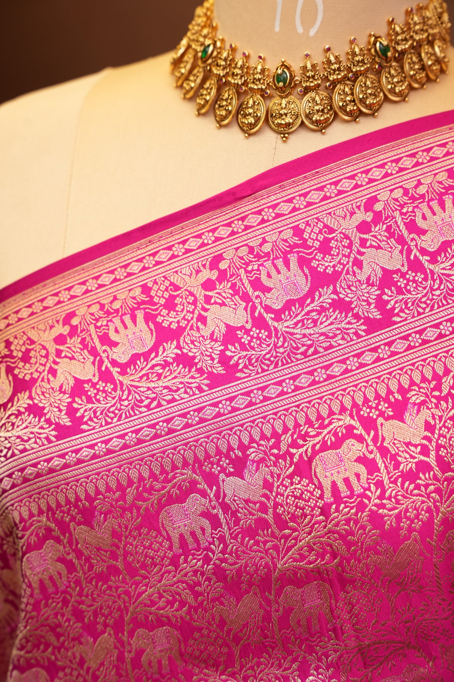 Pure Handloom Silk Katan Banaras Saree-Hot Pink|Silk Mark Certified