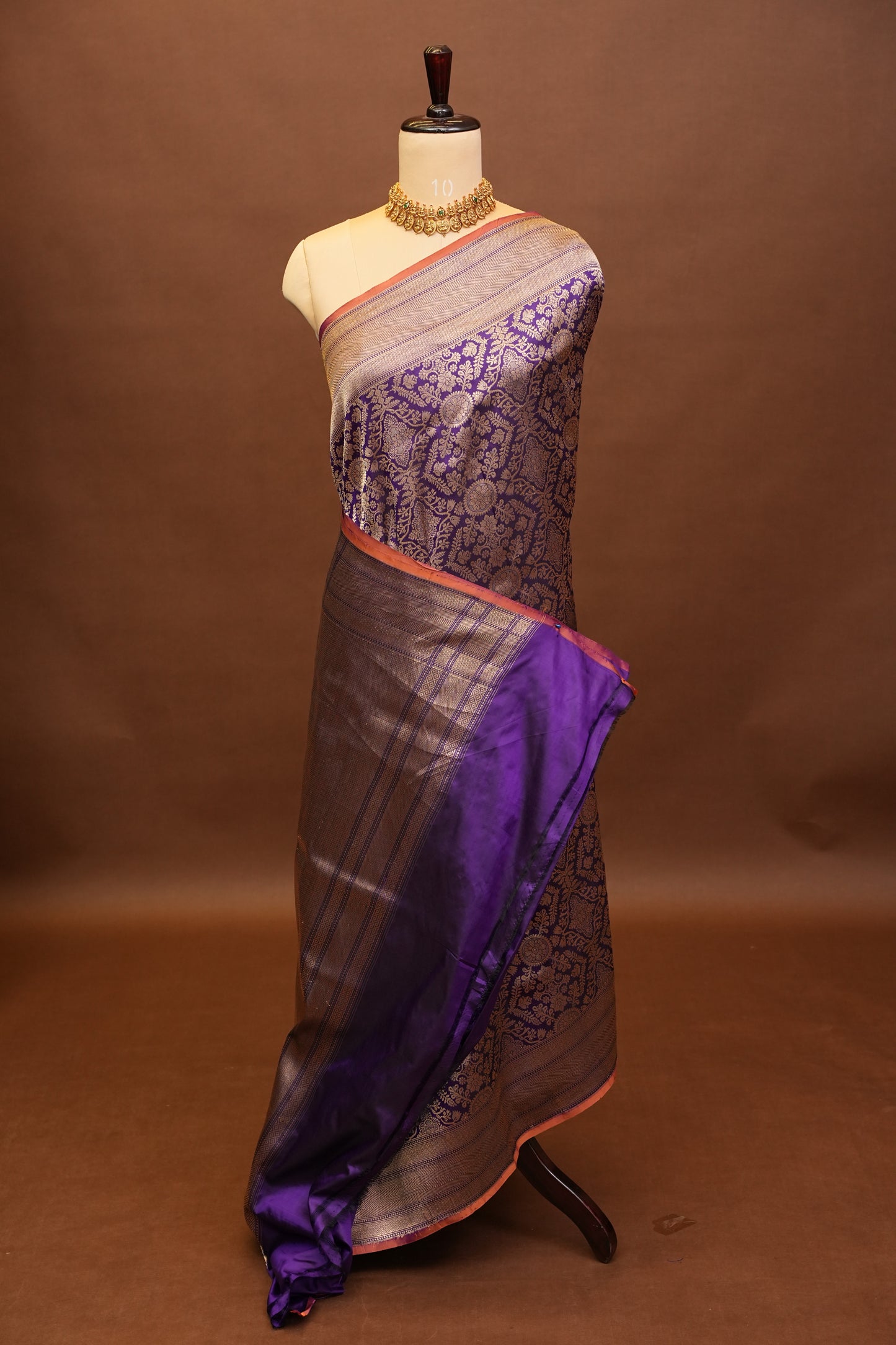 Pure Handloom Silk Katan Banaras Saree-Royal Purple|Silk Mark Certified