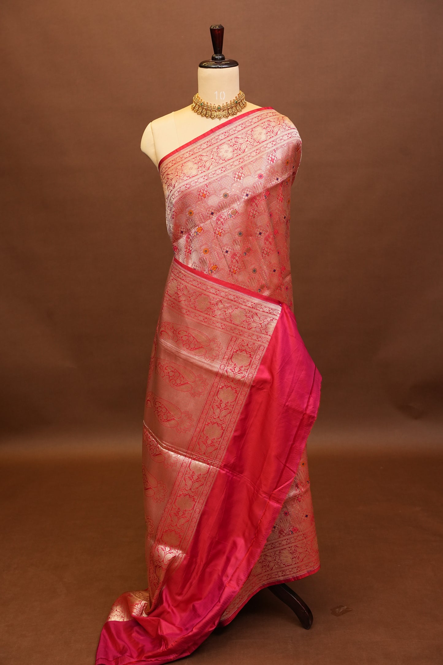 Pure Handloom Silk Katan Banaras Saree-Red|Silk Mark Certified